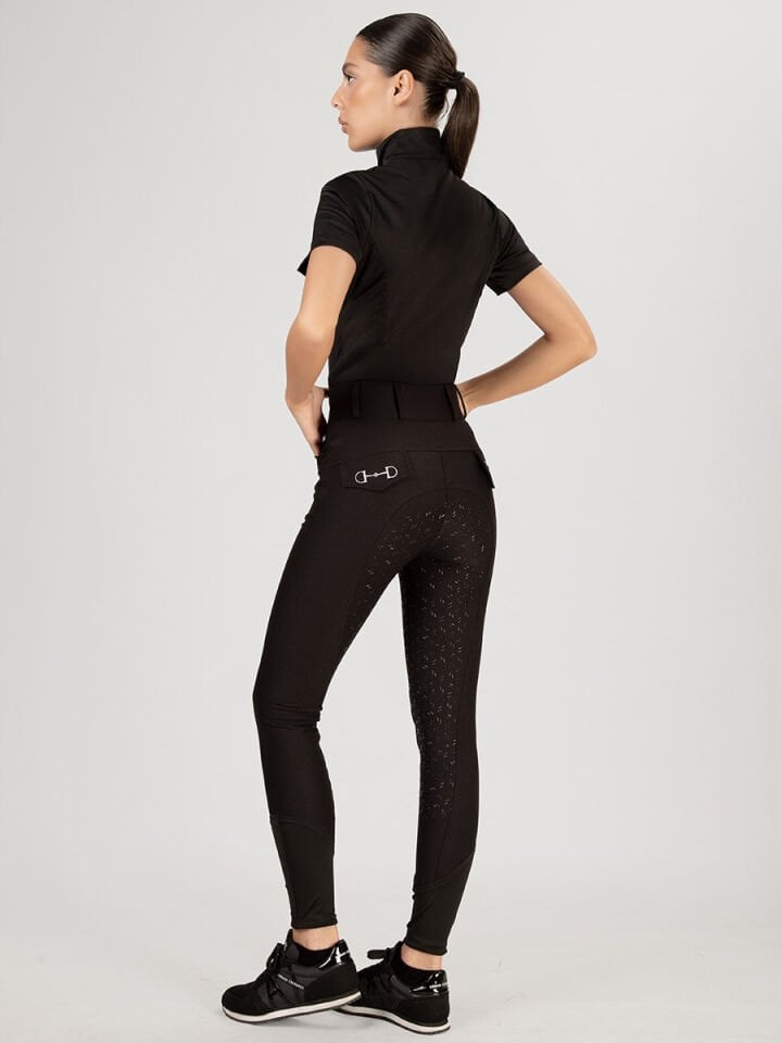Siyah renk kadın Binici Pantolon Yuksek bel