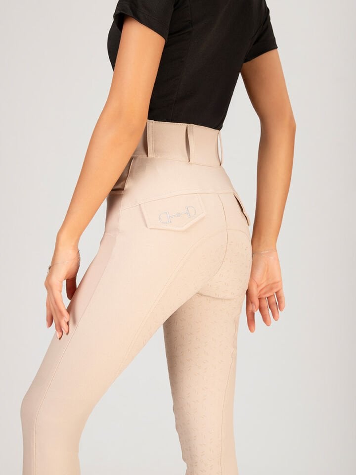 Bej renk kadın Binici Pantolon Yuksek bel