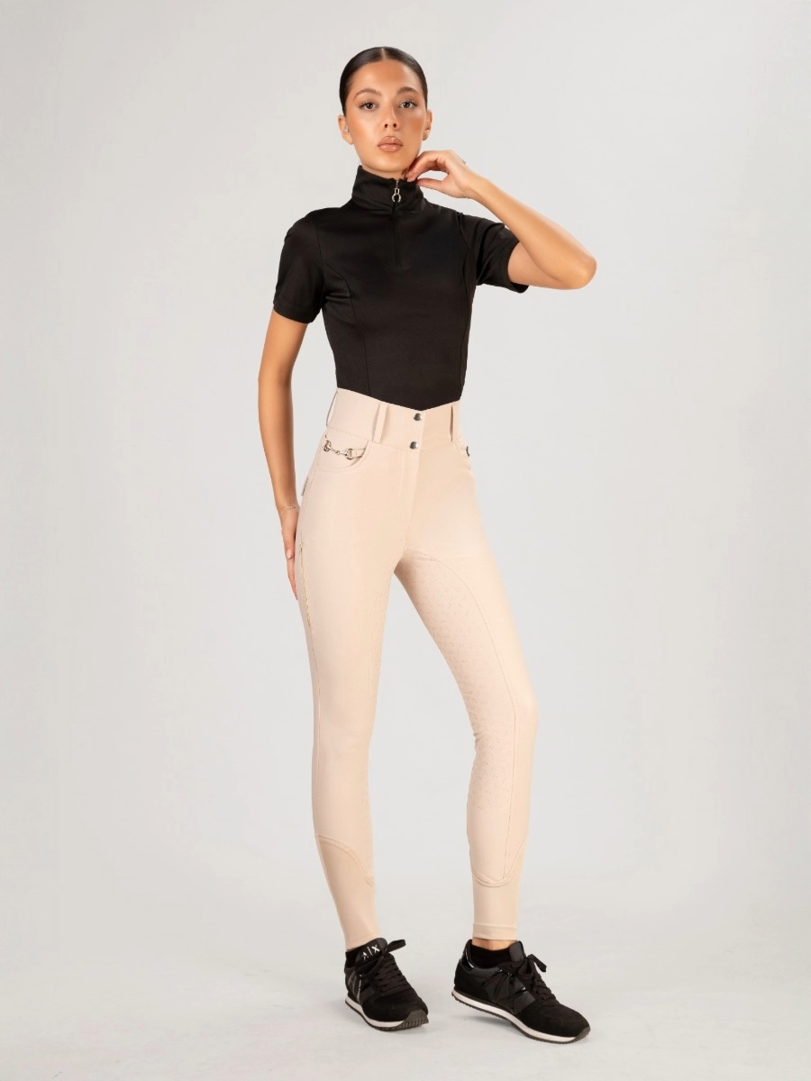 Bej renk kadın Binici Pantolon Yuksek bel