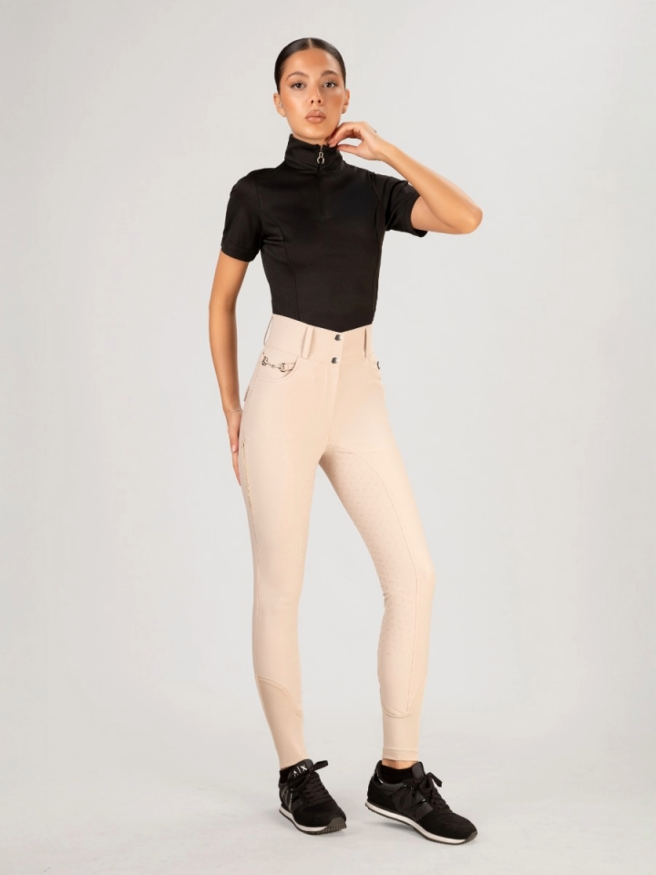 Bej renk kadın Binici Pantolon Yuksek bel