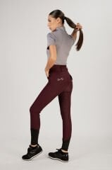 Mürdüm renk kadın Binici Pantolon Yuksek bel