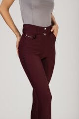 Mürdüm renk kadın Binici Pantolon Yuksek bel