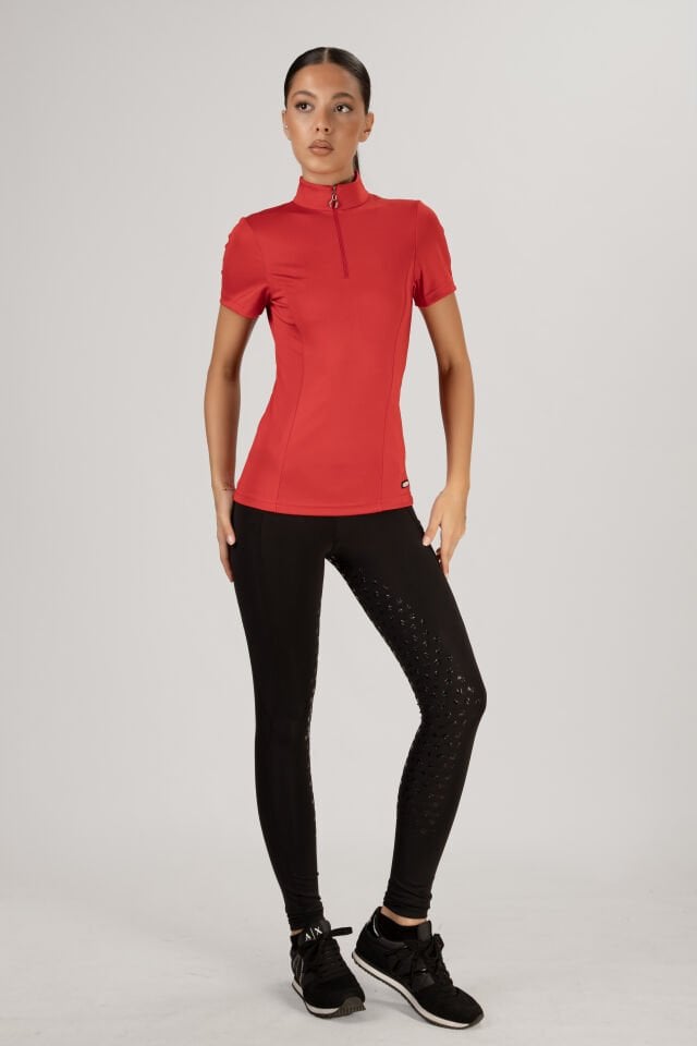 Binici tişörtü Dik hakem yaka kırmızı renk