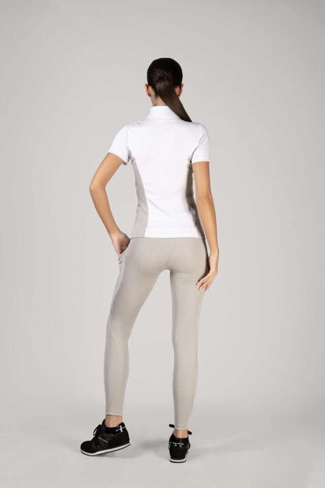 Binici ve turnuva tişörtü Dik hakem yaka beyaz-gri renk