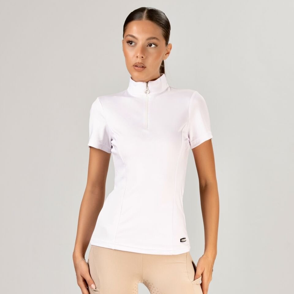 Binici ve turnuva tişörtü Dik hakem yaka beyaz renk