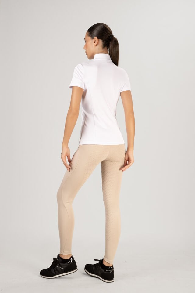 Binici ve turnuva tişörtü Dik hakem yaka beyaz renk