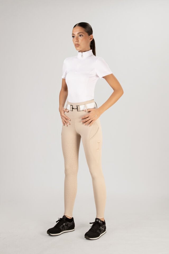 Binici ve turnuva tişörtü Dik hakem yaka beyaz renk