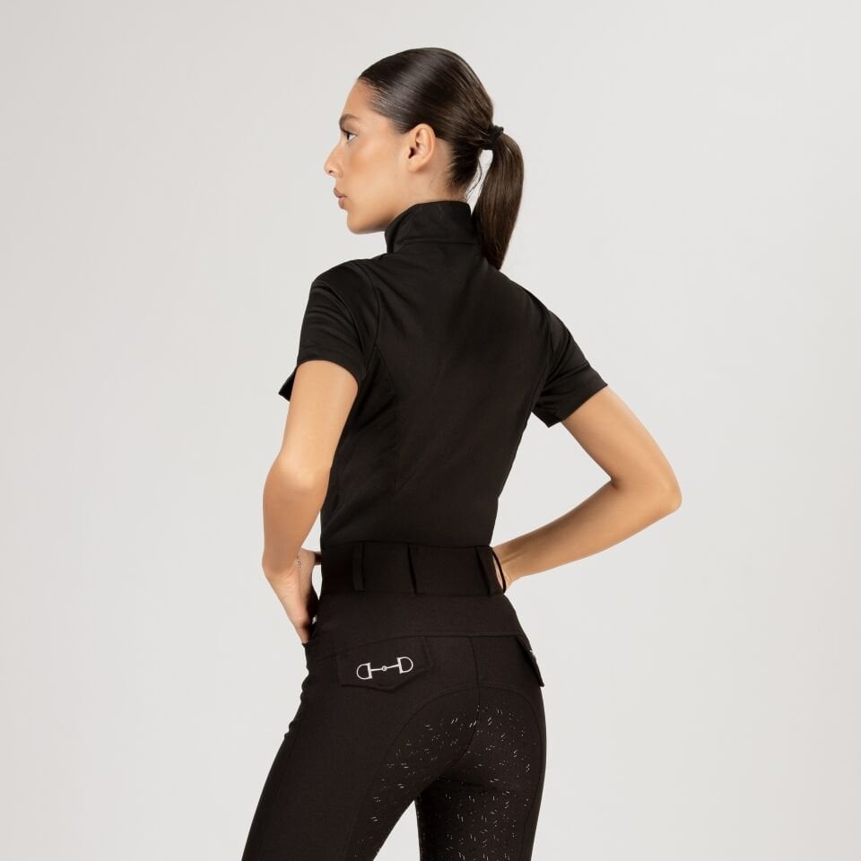 Binici tişörtü Dik hakem yaka siyah renk