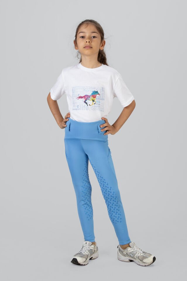 Çocuk binici taytı açık mavi renk