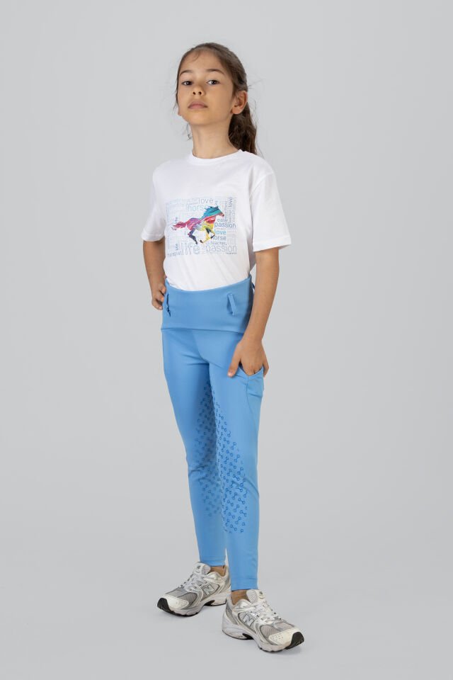 Çocuk binici taytı açık mavi renk