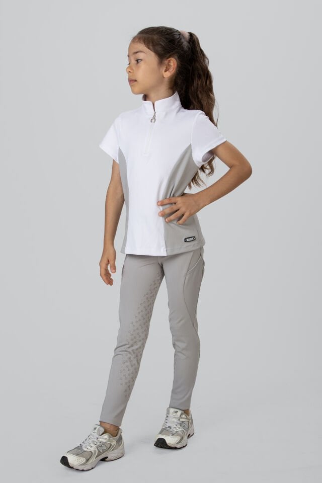 Çocuk binici taytı açık gri renk