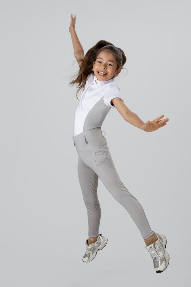 Çocuk binici taytı açık gri renk