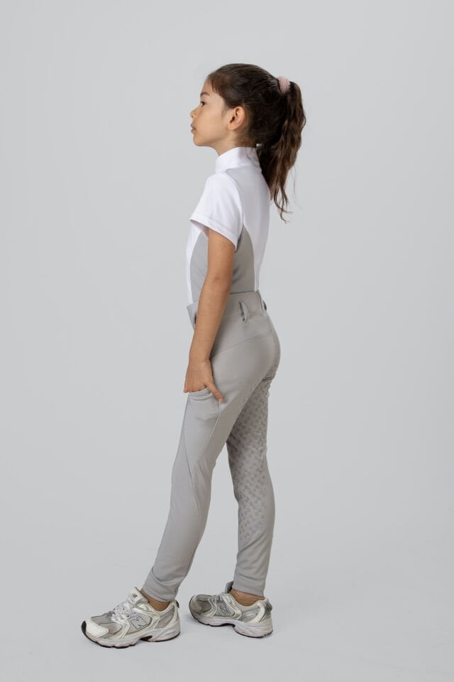 Çocuk binici taytı açık gri renk