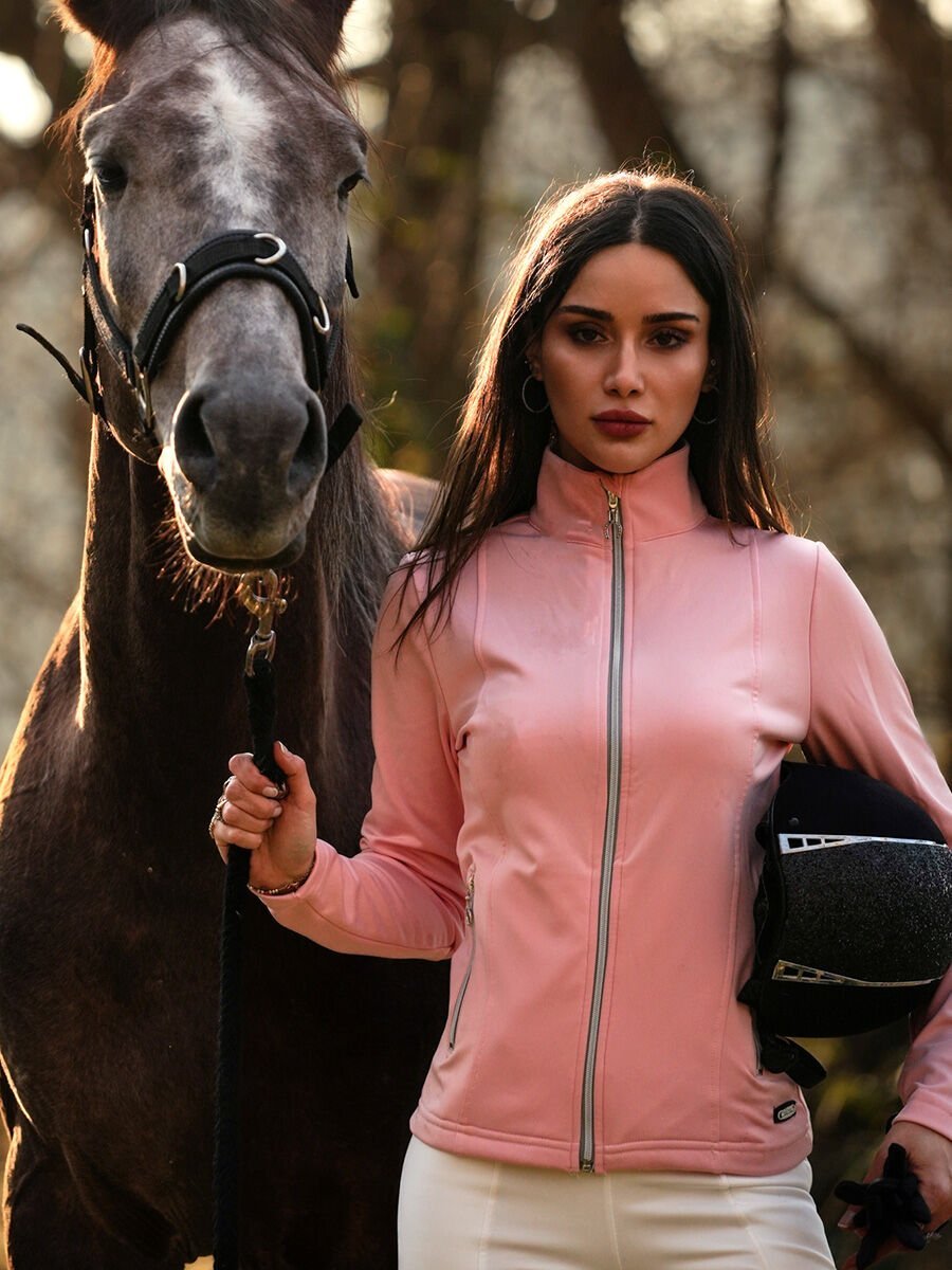 İçi şardonlu Fermuarlı ceket Pudra Pembe renk