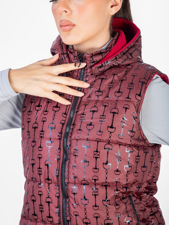 Bordo renk Şişme Yelek Gem desenli