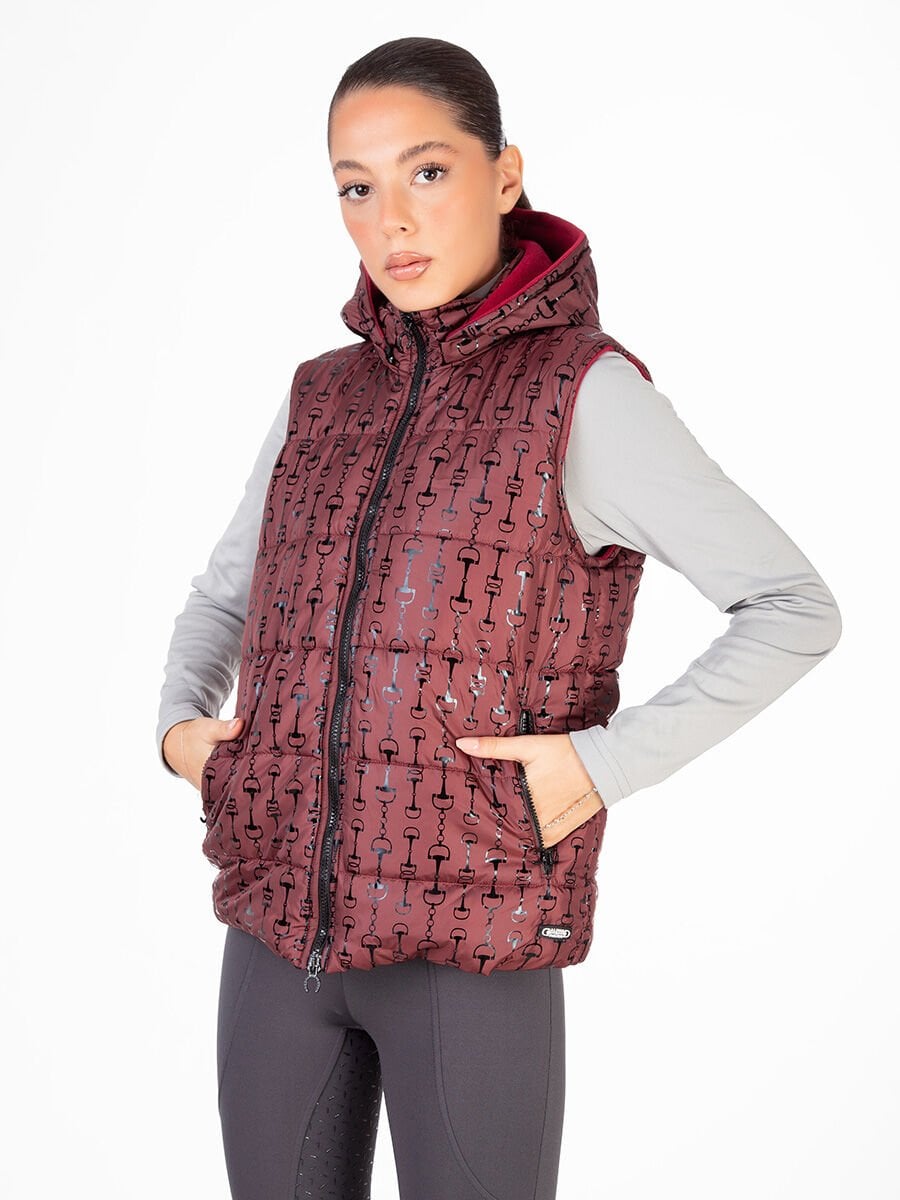 Bordo renk Şişme Yelek Gem desenli