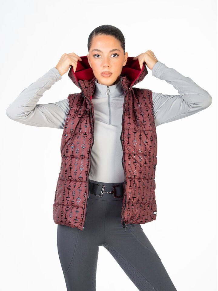 Bordo renk Şişme Yelek Gem desenli