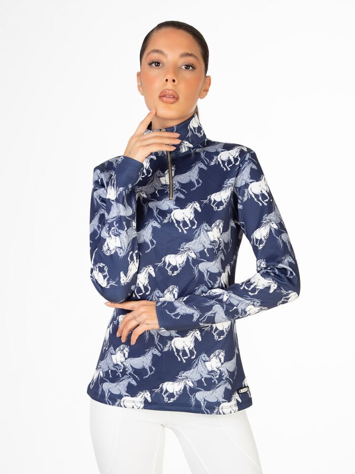 At desenli Uzunkollu Bluz Dik yaka