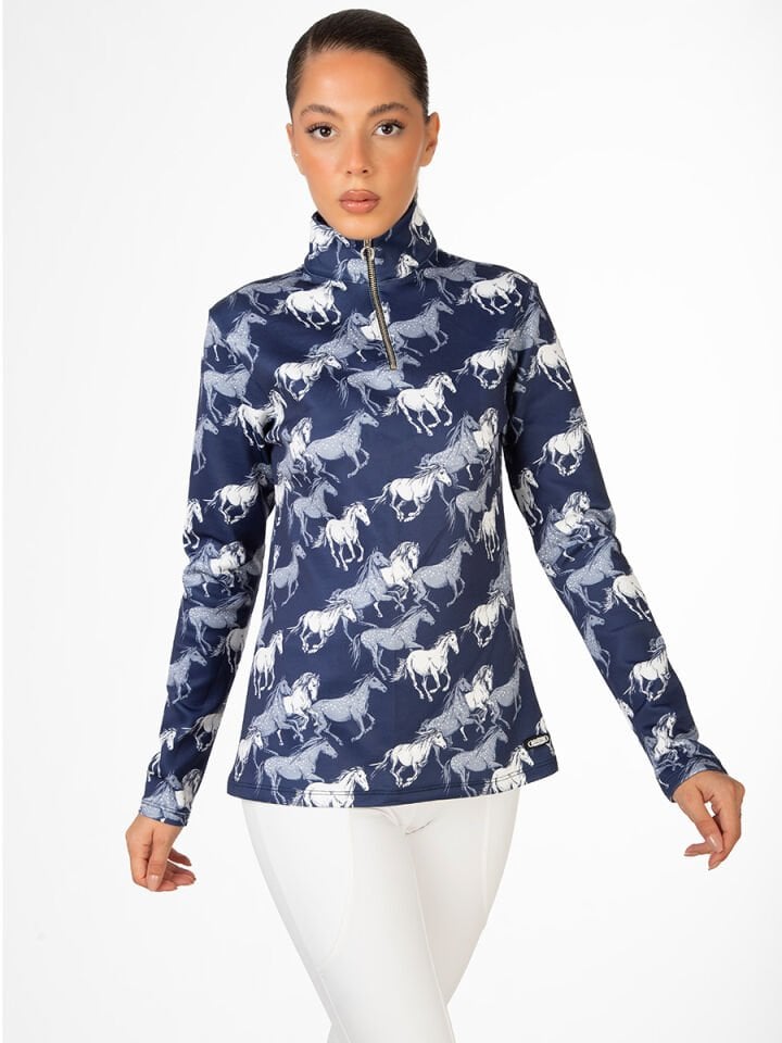 At desenli Uzunkollu Bluz Dik yaka