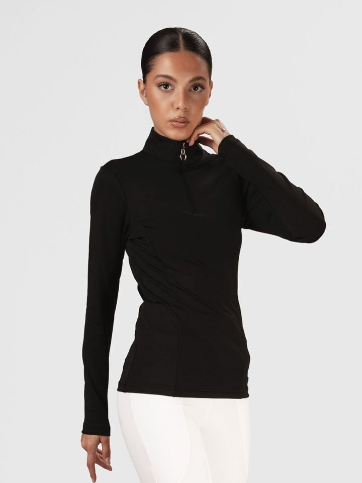 İçi Şardonlu Binici bluzu Siyah renk