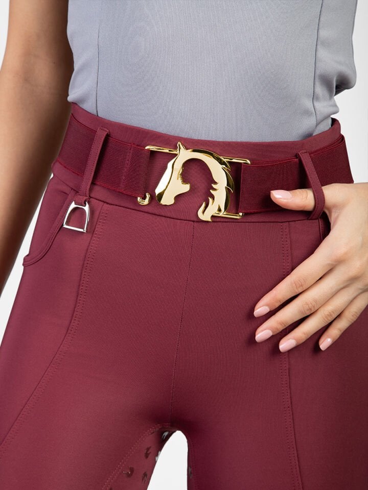 Gold renk At-Kız silüetli lastikli kemer