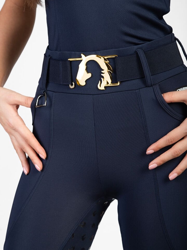 Gold renk At-Kız silüetli lastikli kemer