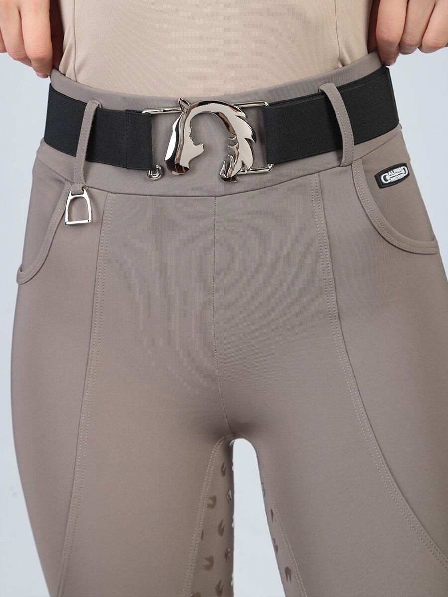 Gümüş renk At-Kız silüetli lastikli kemer