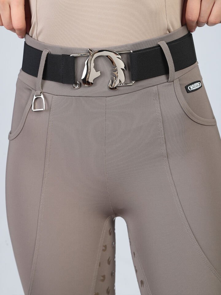 Gümüş renk At-Kız silüetli lastikli kemer