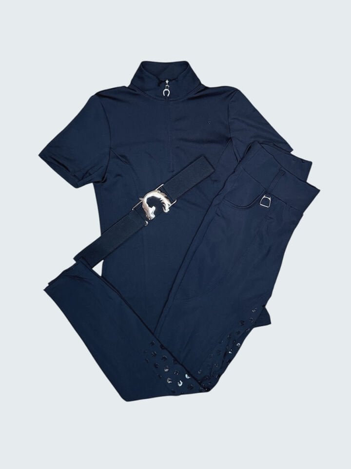 Binici tişörtü Dik hakem yaka lacivert renk