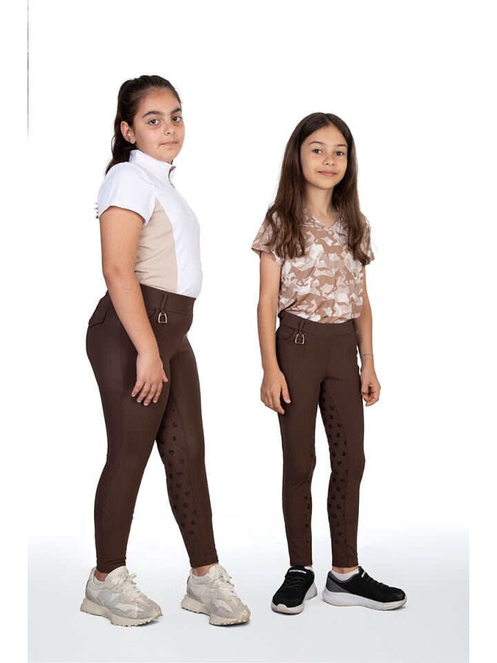 Çocuk Binicilik Taytı Junior Kahverengi renk